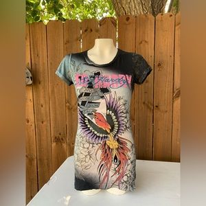 Rare! Y2K Vintage Ed Hardy embellished tee size Medium.